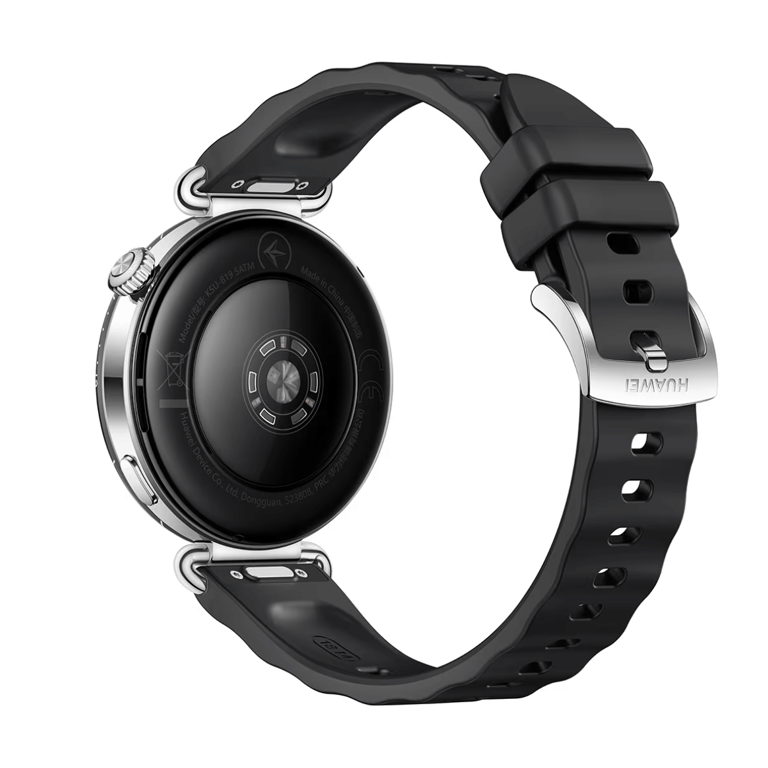 Watch GT6 GPS - Boitier en Acier Inoxydable Argenté de 41 mm avec bracelet Fluoroélastomère, Noir - Neuf