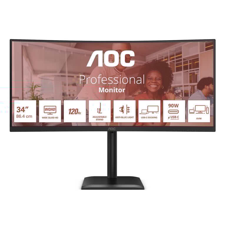 AOC E4 CU34E4CV écran plat de PC 86 4 cm 34 3440 x 1440 pixels UltraWide Quad HD LCD Neuf - vue 1