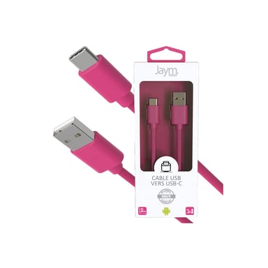 Câble USB vers Type-C 3A - 1,5 mètres - Collection POP - Rose