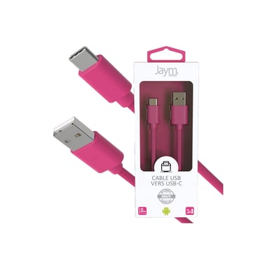 Câble iPhone / Galaxy / Google - USB vers Type-C 3A - 1,5 mètres - Collection POP - Rose