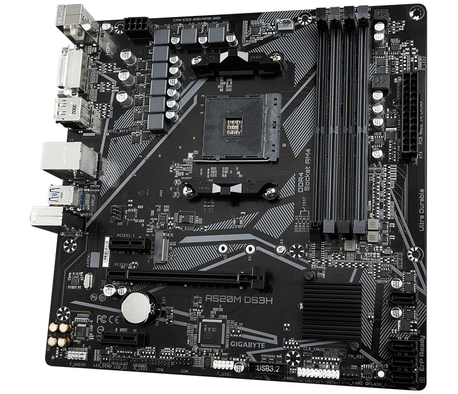 GIGABYTE A520M DS3H rev. 1.x Emplacement AM4 micro ATX Neuf - vue 3