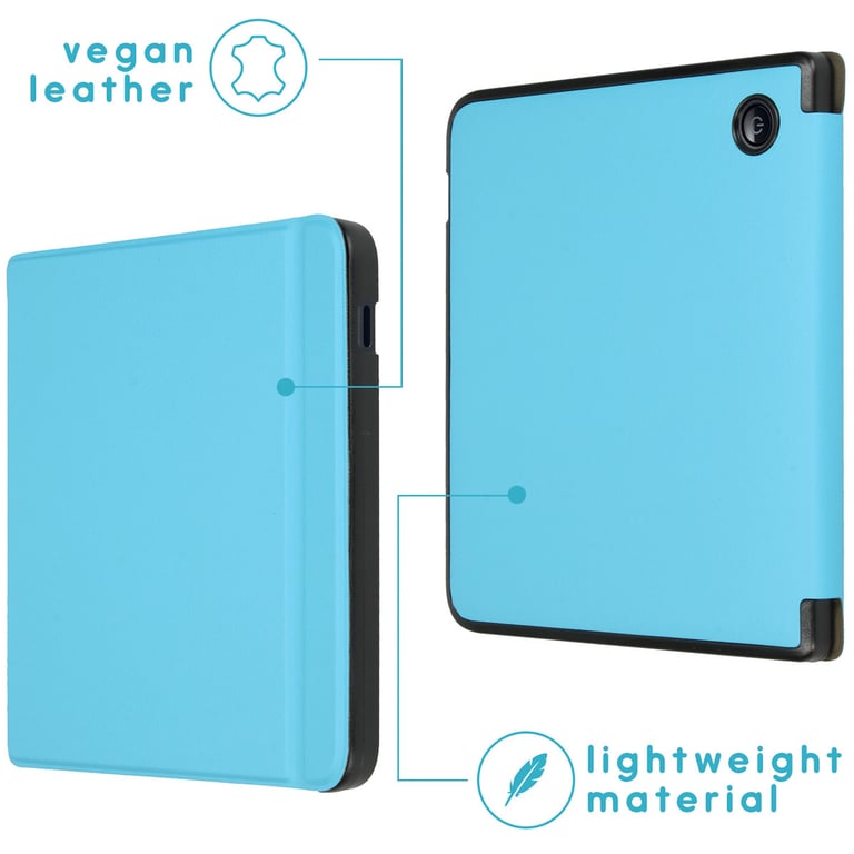 imoshion Étui de liseuse portefeuille Slim Hard pour Kobo Libra 2 / Tolino Vision 6 - Bleu clair - Neuf