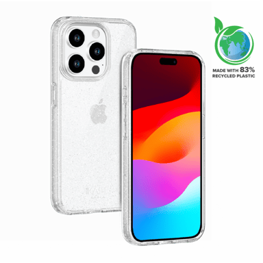GEN 2.0 Custodia ibrida Invisible Sparkle 83% plastica riciclata per Apple iPhone 15 Pro Max, trasparente