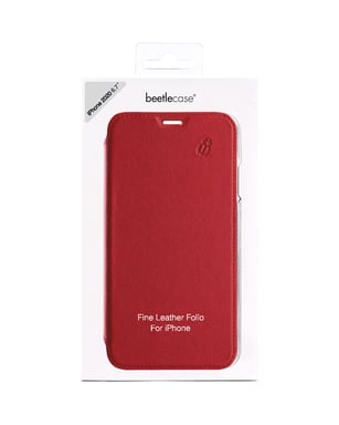 BEETLECASE Funda con cierre para iPhone 12 Pro Max de piel con reverso de cristal Rojo