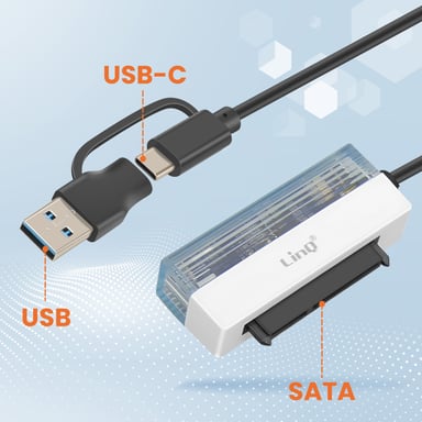 Adattatore da USB e USB-C verso SATA 2,5'' trasferimento dati 5 Gbit/s
