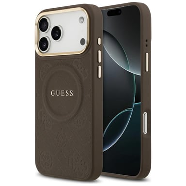 Étui Guess Peony Hot Stamp MagSafe pour iPhone 17 Pro Max, marron