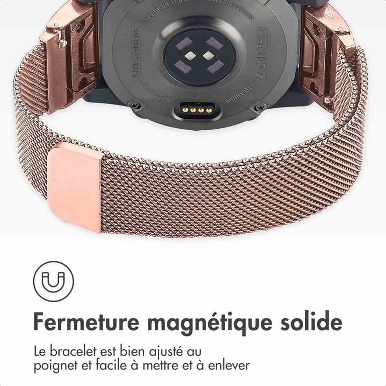 imoshion Bracelet QuickFit® Milanais - Connexion Garmin 20 mm - Taille L/XL - Rose Gold - Neuf