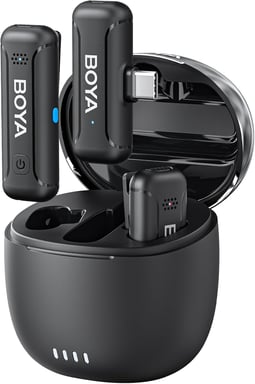 Sistema de micrófono de solapa inalámbrico Boya BY-WM3T2-U2 con 2 transmisores y alcance de 50 metros