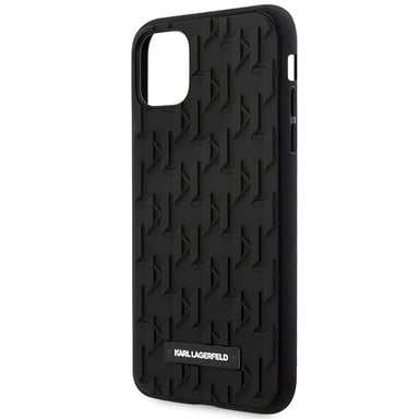 Coque Silicone iPhone 11 Texturé Monogram 3D Ultra Résistant Noir