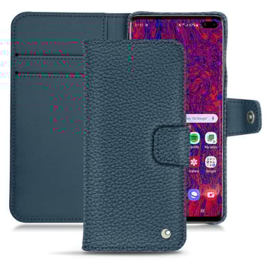 Housse cuir Samsung Galaxy S10+ -  - Bleu - Cuir grainé
