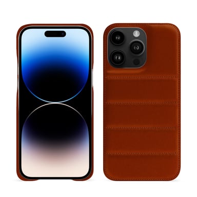 Coque matelassée Apple iPhone 15 Pro Max -  - Orange - Cuir vegan