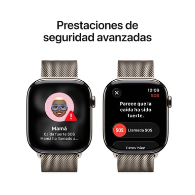 Apple Watch Series 11 GPS + Cellular 46mm Boitier en Titane Naturel avec Natural Milanese Loop - S/M