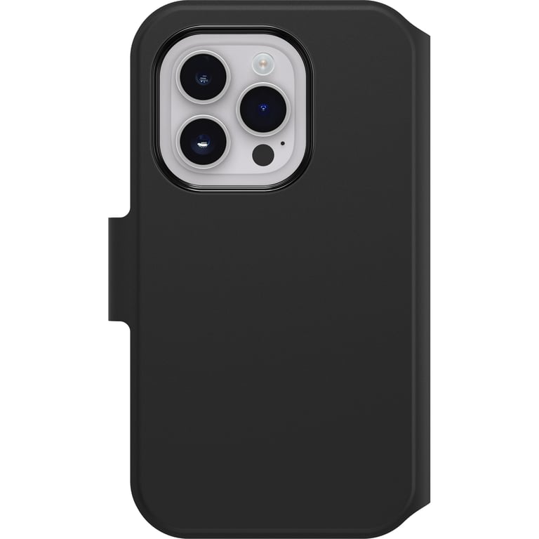 Funda Strada para iPhone 14 Pro, a prueba de golpes, anti caídas, piel de calidad, 2 tarjeteros, resiste 3 veces más caídas que el estándar militar - Negro