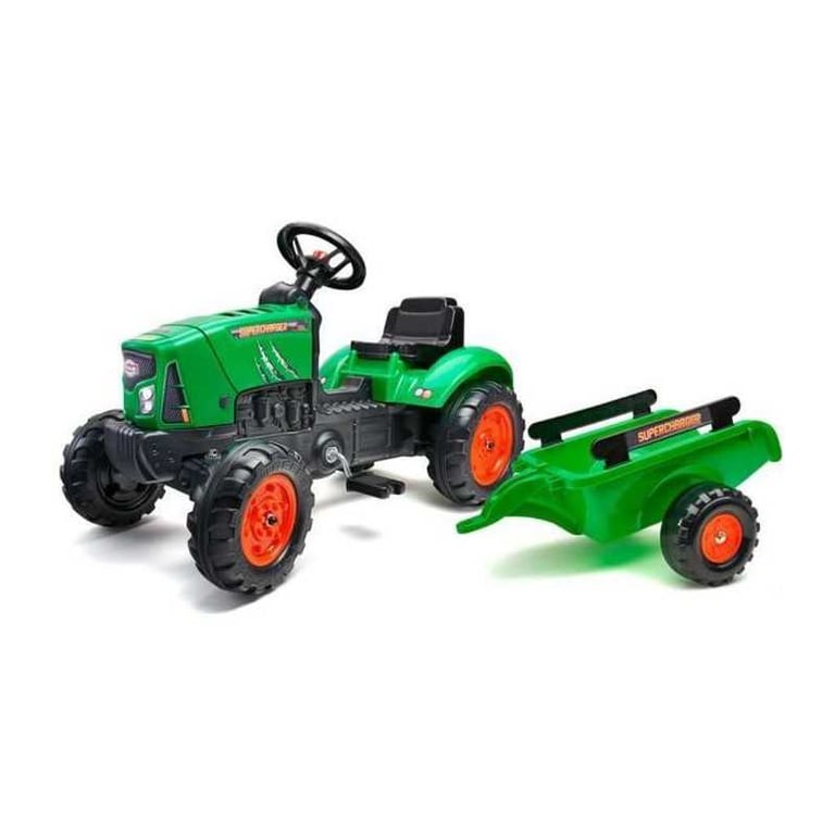 Tracteur à pédales Supercharger FALK avec capot ouvrant et remorque