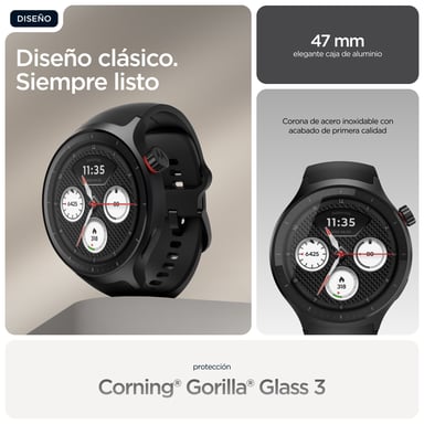 Motorola Moto Watch 3,63 cm (1.43'') OLED 47 mm Numérique Écran tactile Noir GPS (satellite)