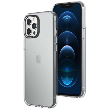 RHINOSHIELD Clear Compatible avec [iPhone 12 Pro Max] Résiste au jaunissement, Haute Transparence, Coque de Protection Personnalisable Clear - Contour objectifs Photo Noir