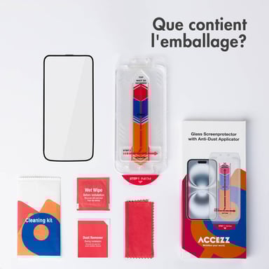 Accezz Protecteur d'écran en verre trempé + Applicateur pour Apple iPhone 17 Pro