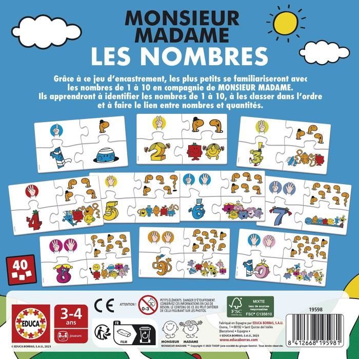 Jeu d'apprentissage EDUCA Monsieur Madame Les Nombres - vue 3