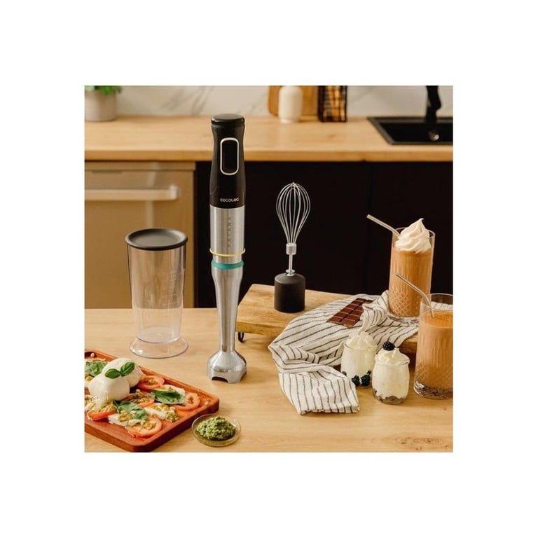 Mixeur plongeant Cecotec Katana 15 Cream B 1500 W Naturel, 21 vitesses + Turbo, technologie PerreoMove, 4 lames en titane, cloche anti-éclaboussures - Neuf