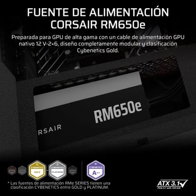 Fuente de alimentación modular para PC CORSAIR RM650e 650W 80 PLUS Gold negro