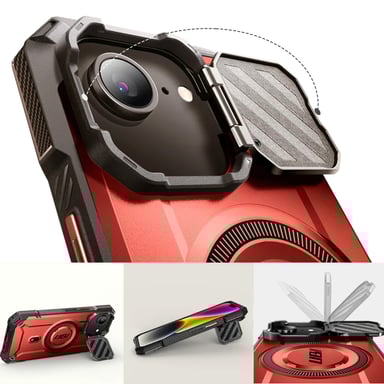 Supcase Funda MagSafe para iPhone 16e Antigolpes Cubierta Cámara Rojo