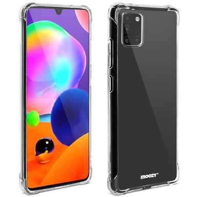 Moozy Coque en silicone anti-choc pour Samsung A31 – Coque de téléphone transparente en TPU souple