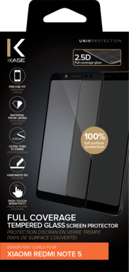 Protezione dello schermo in vetro temperato (100% di copertura della superficie) per Xiaomi Redmi Note 5, nero
