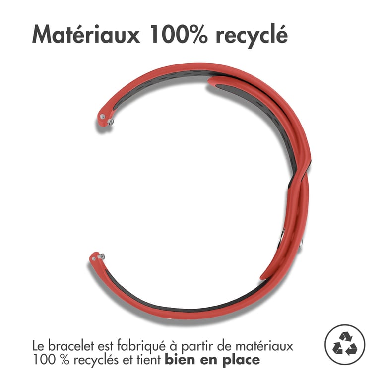 imoshion Bracelet sport en silicone - Connexion universelle 20 mm - Red & Black - Neuf