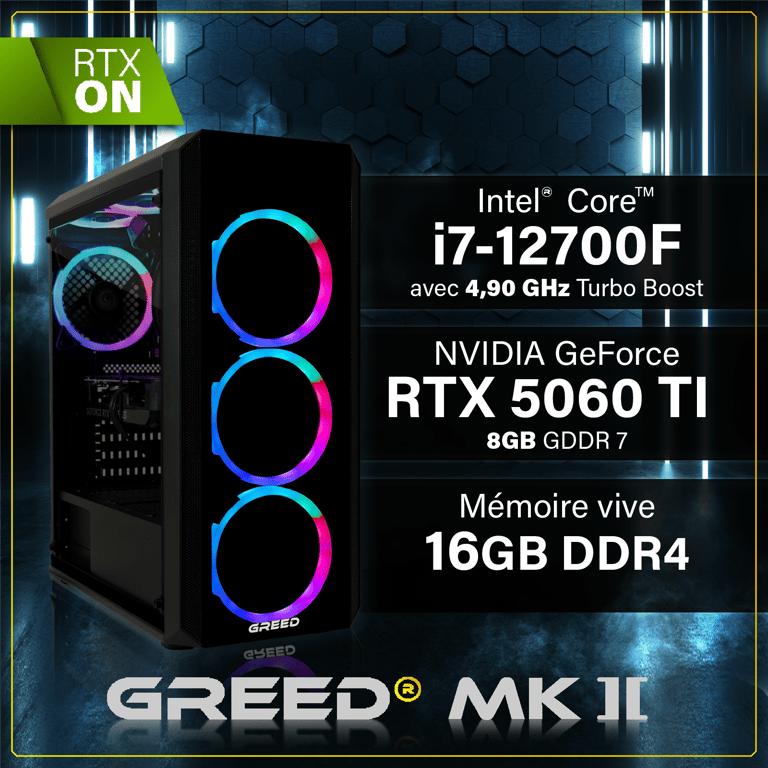 MK2 PC Gamer Intel Core i7 Nvidia Geforce RTX 5060 Ti Rapide Bureau PC Gaming RAM DDR4 SSD Ordinateur avec WiFi + Windows 11 Pro Neuf - vue 2