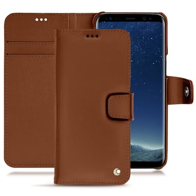 Funda de piel Samsung Galaxy S8 - Solapa billetera - Marrón - Piel lisa
