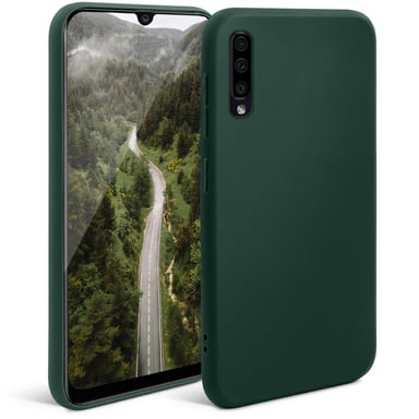 Moozy Minimalist Series Coque en silicone pour Samsung A50, Vert nuit – Finition mate fine et souple en TPU