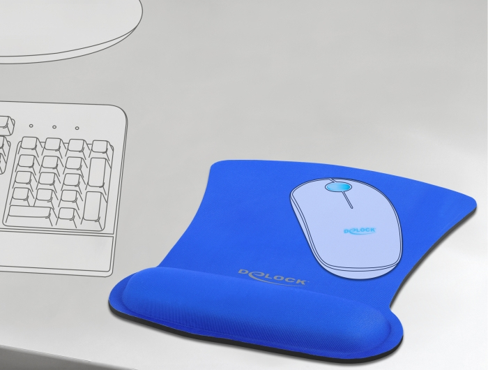 DeLOCK Tapis de souris ergonomique avec repose-poignet bleu 255 x 207 mm - Neuf