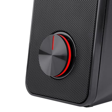 Redragon STENTOR (GS500) altoparlante stereo 2.0 per PC con retroilluminazione rossa, alimentazione USB e jack da 3,5 mm