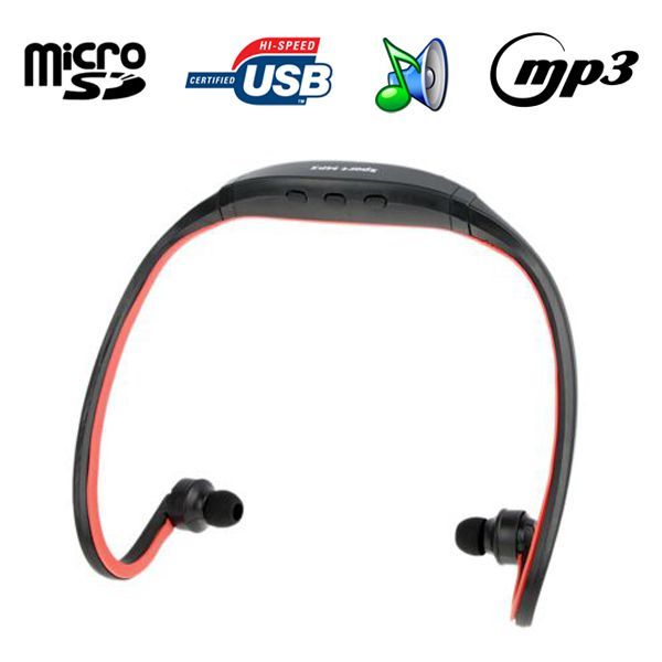 Casque MP3 Sport Sans Fil Lecteur Audio Micro SD Running Vélo Wma Wav Noir  Rouge YONIS - Yonis