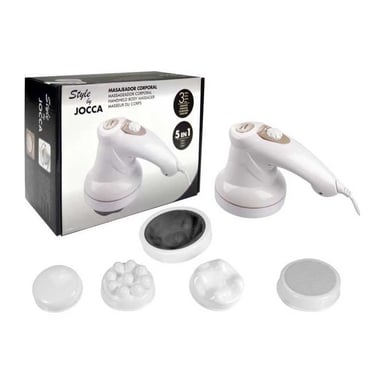 Masajeador anticelulítico JOCCA 6017 vibrante 5 cabezales intercambiables Blanco beige/dorado
