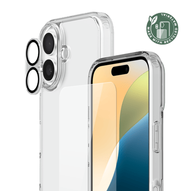 Pack combiné 3 en 1 (Coque hybride invisible, à‰cran en verre trempé de qualité supérieure et  Protecteur de l€™objectif de la caméra) pour Apple iPhone 16 Plus, Transparente