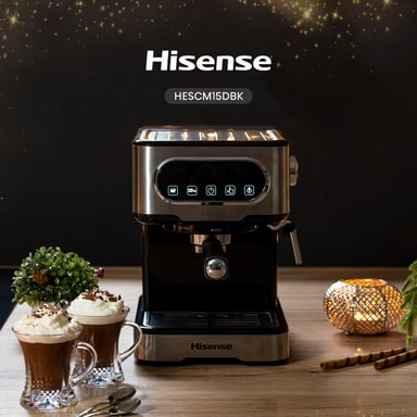 Hisense HESCM15DBK machine à café Manuel Machine à expresso 1,5 L