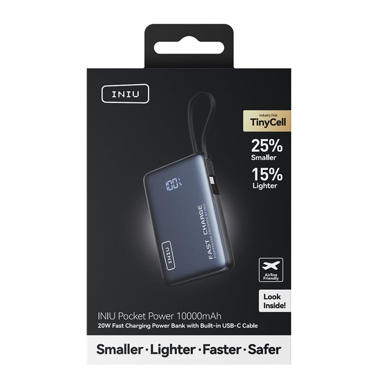 Batterie Externe de Poche 10000mAh 2 ports USB A / USB C avec Câble USB C Neuf - vue 3