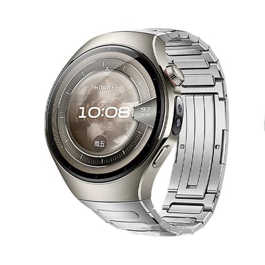 Correa de aleación de titanio compatible con Huawei WATCH5, correa metálica de titanio para reloj Huawei con cierre desplegable Silver 46 mm