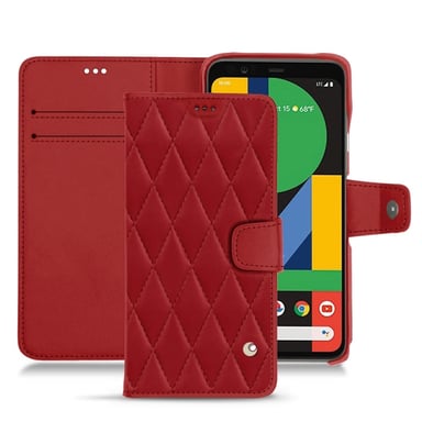 Housse cuir Google Pixel 5 -  - Rouge - Cuir lisse couture