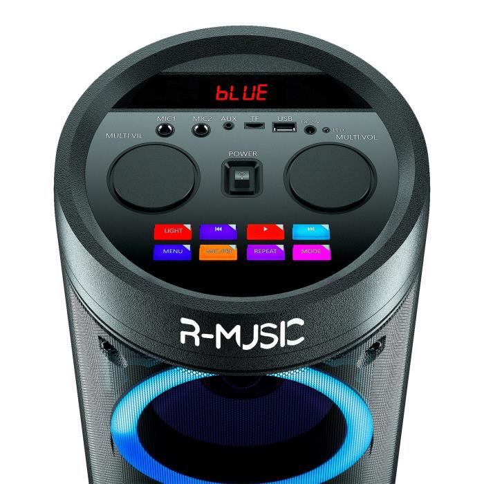 R-MUSIC Booster Party - Enceinte High Power BT sans fil - 600W - Jeu de  lumiere - Egaliseur - USB, microSD - Ecran LED - Karaoké - R-Music
