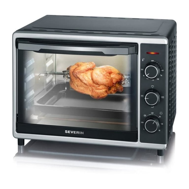 SEVERIN TO2056 - Mini four - 30 L - 1600 W - Chaleur tournante - Noir et argent - Neuf