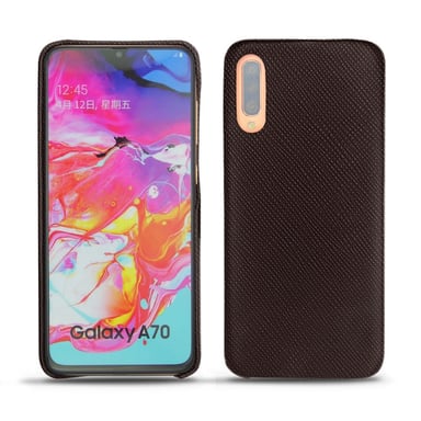 Coque cuir Samsung Galaxy A70 -  - Marron envoûtant ( Pantone #4e3629 ) - Cuir saffiano