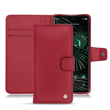 Housse cuir Google Pixel 6 Pro -  - Rouge - Cuir saffiano