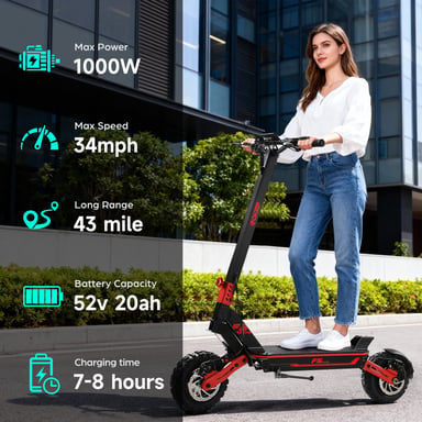 Monopattino elettrico GOKEEP F5 1000W, batteria 52V 20Ah, autonomia 70 km, pneumatici 11'' fuoristrada, pieghevole, velocità max 55 km/h