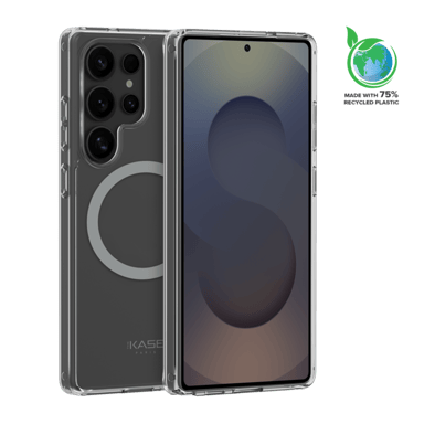 Funda protectora magnética invisible fabricada con un 75 % de plástico reciclado para Samsung Galaxy S25 Ultra 5G, transparente.