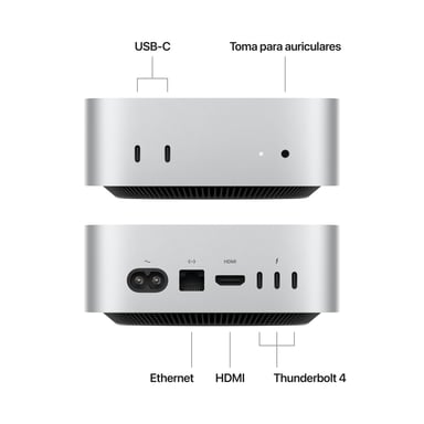 Apple Mac mini Apple M M4 16 Go 256 Go SSD macOS Sequoia Mini PC Argent