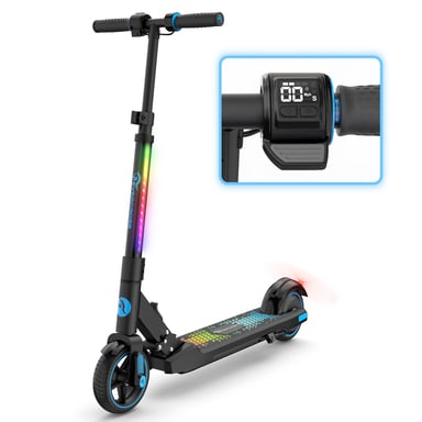 EVERCROSS TECH EV06C Trottinette Électrique pliable Enfants 6-12 Ans Écran LED Lumières colorés 3 Vitesse Hauteur Réglables  Bleu