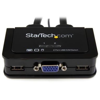 StarTech.com Switch Conmutador KVM de Cable con 2 Puertos VGA USB Alimentado por USB con Interruptor Remoto