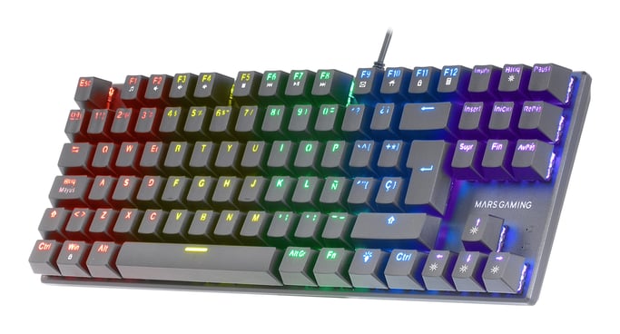Mars Gaming MK80 Negro, Teclado Gaming Mecánico TKL FRGB, Antighosting, Switch Mecánico Azul, Idioma Francés
